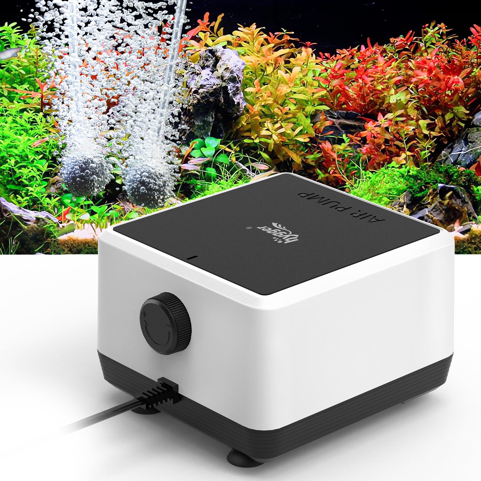 Hygger Quiet Adjustable Dual Outlet Air Pump for 150 Gallon Tank