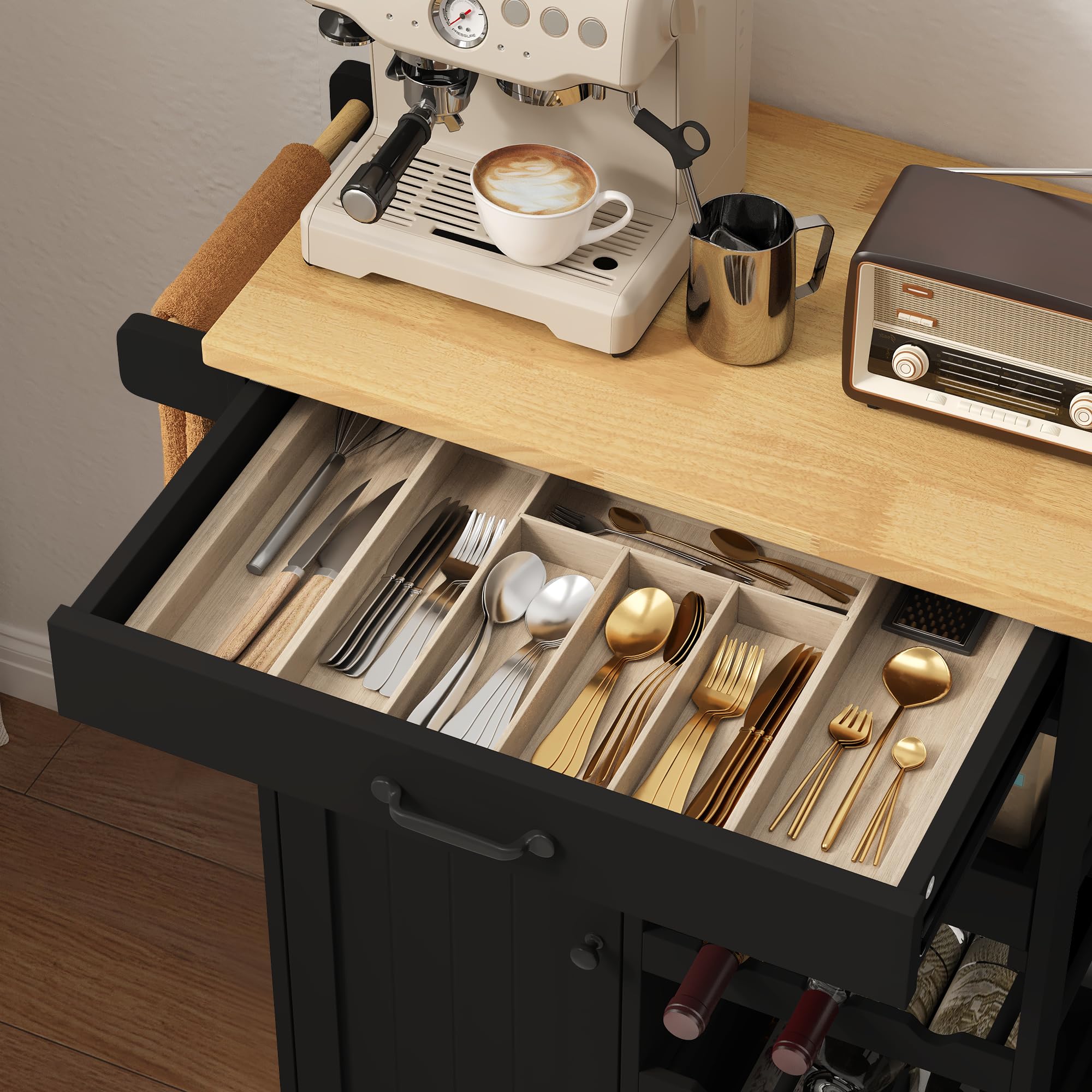 Xbro Mobile Bar con Ruote e Cassetto, Carrello Cucina Salvaspazio con Vassoio Rimovibile e Portabottiglie, Ideale per Watch Party, Aperitivi e Serate Calcio, 40x64x91 cm