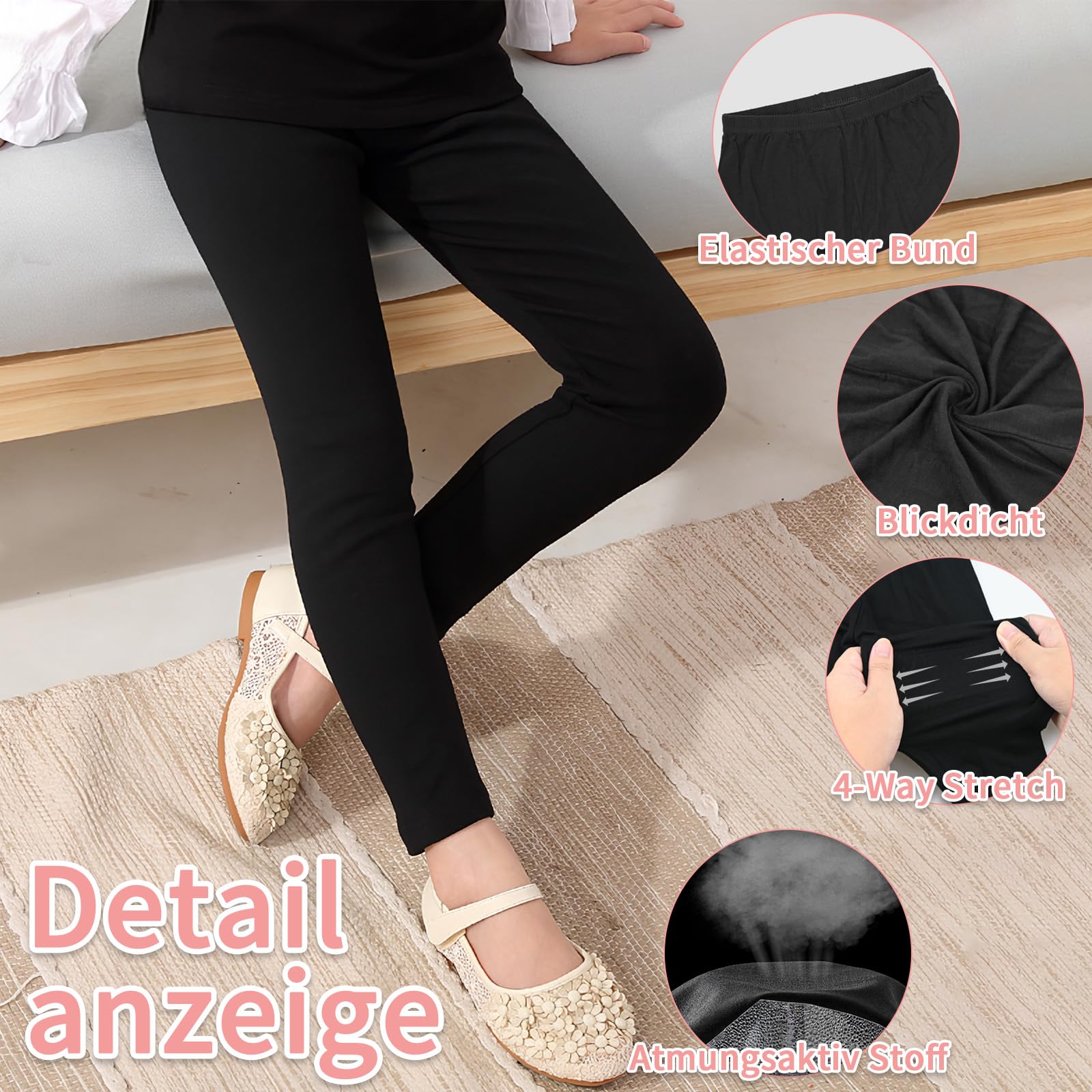 3-pak legginsów dziewczęcych z wysokim stanem, legginsy sportowe, długie, miękkie, elastyczne, basic, spodnie sportowe, nieprzezroczyste spodnie do tańca, jogi, na co dzień