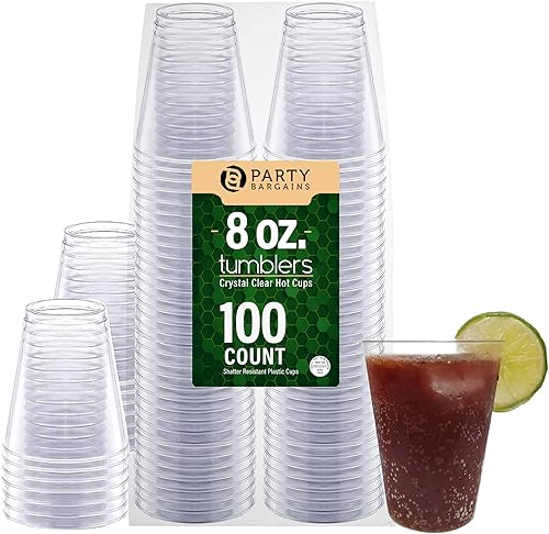 Miniatura 8 de PARTY BARGAINS Vasos de plástico transparente de 10 onzas, paquete de 100 vasos transparentes de plástico resistente, ideales para bodas, Acción de
