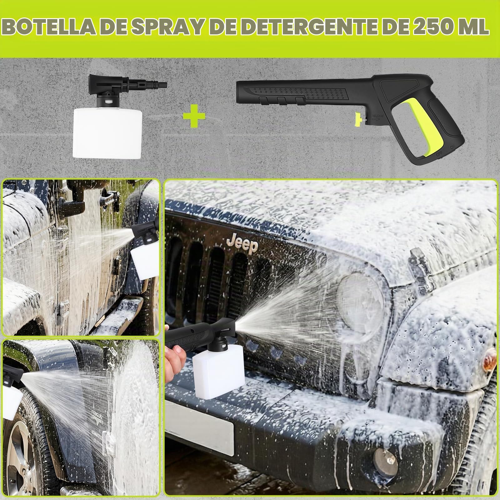 DEKOPRO Hidrolimpiadora 1650W 135 Bar 300 L/h para Hogar y Jardín | Equipada con conectores rápidos y boquillas regulables. Uso para hogar, jardín y lavado de vehículos.