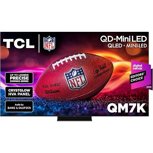 TCL 55 Inch Class QM7K Series | Mini LED QLED 4K HDR | 55QM7K, 2025 Model | 120HZ-144HZ Anti Reflective Screen Smart Google TV Dolby Atmos Onkyo Audio | Voice Remote Alexa Gaming Streaming Television