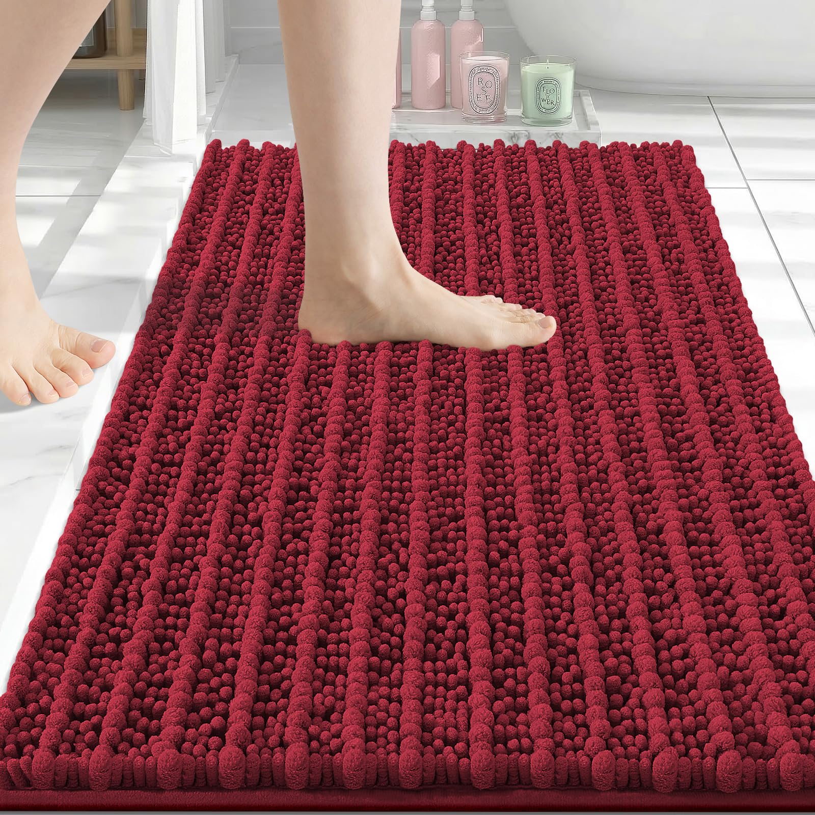 Arotive Bathroom Rugs Mat 34x21, Soft Absorbent Chenille Shaggy Bath Mat