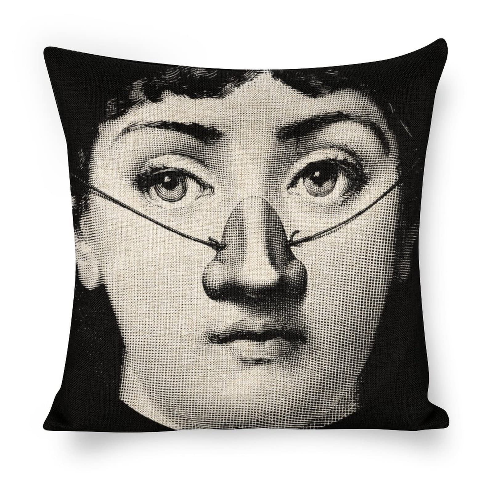 JPSilver Lina Cavalieri Federa per cuscino in cotone e lino, decorazione quadrata con occhio personalizzato, include solo federa, 45 x 45 cm (F18