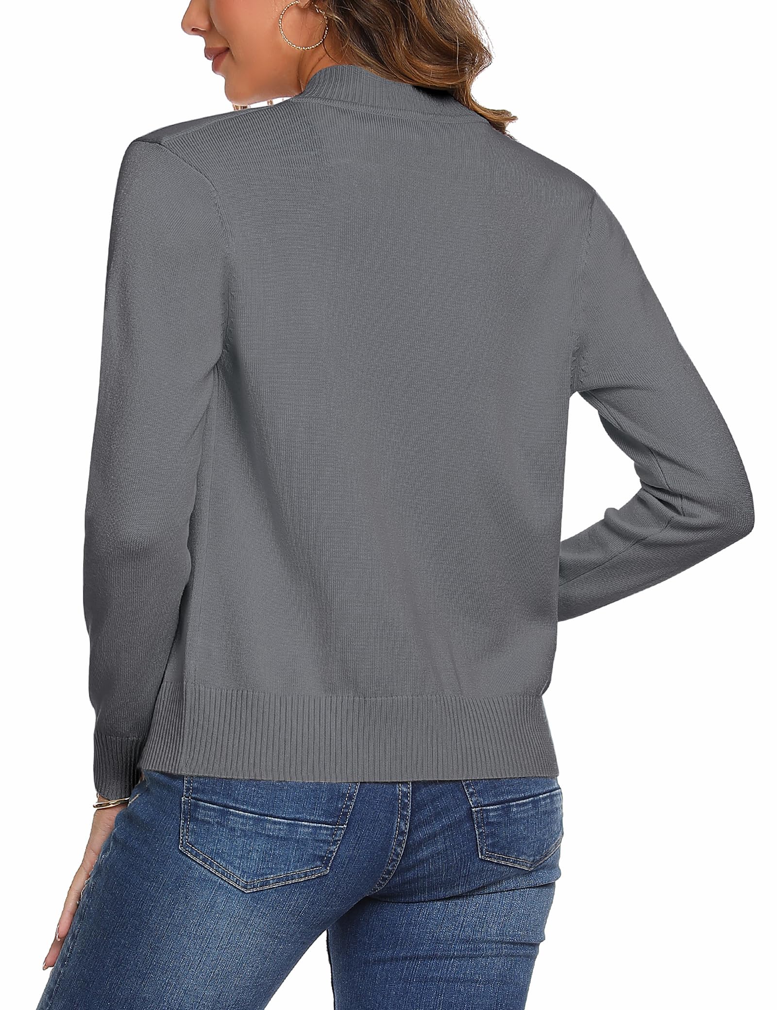 Aottori Cardigan Donna con Zip Maglione Cerniera Leggero Giacca in Maglia Elegante Golfino a Maniche Lunghe Pullover Aperta Casual per Primavera Autunno Invernale