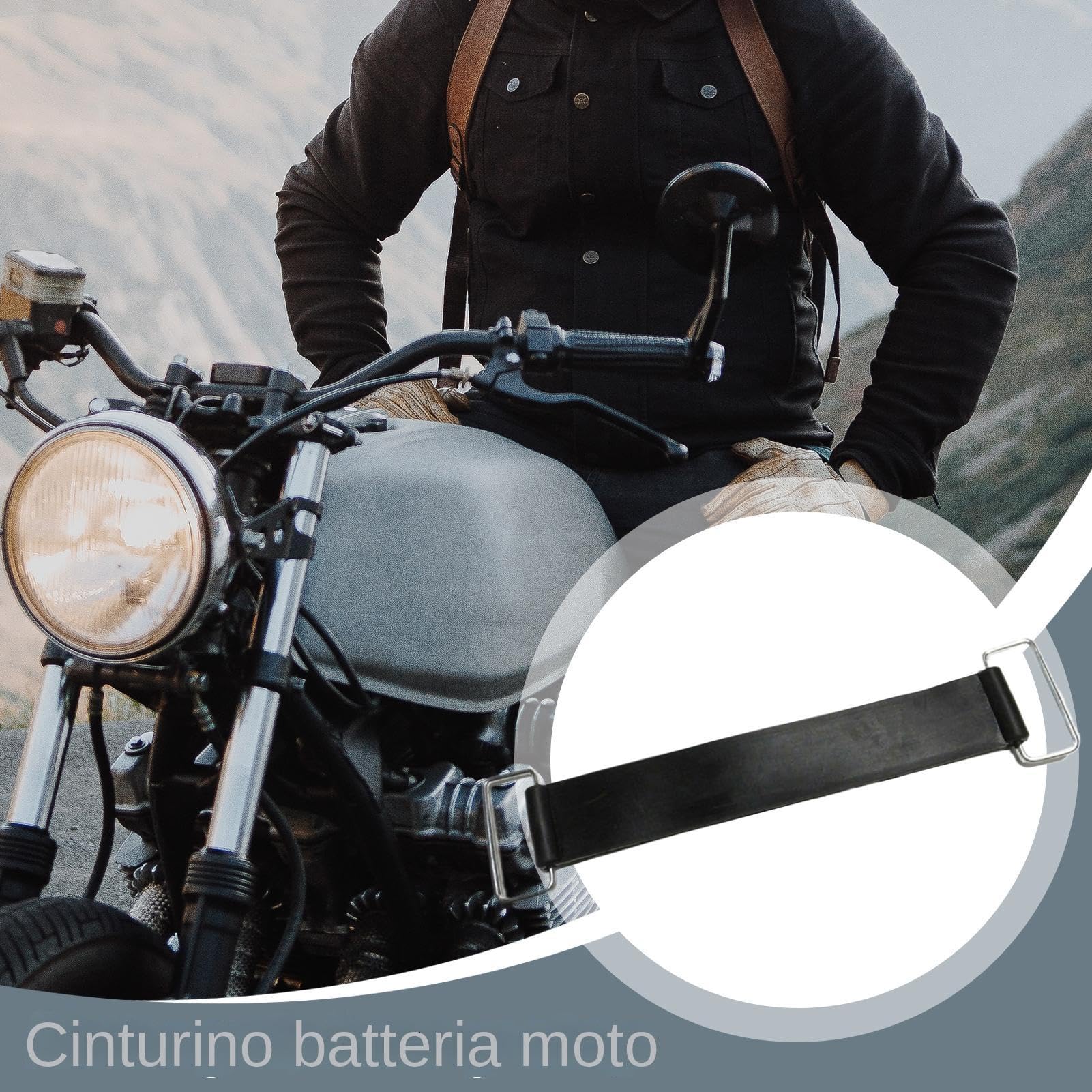 Cinghia elastica per batteria moto | Fascia estensibile fissa per vano portabatteria | Sostituzione esterna