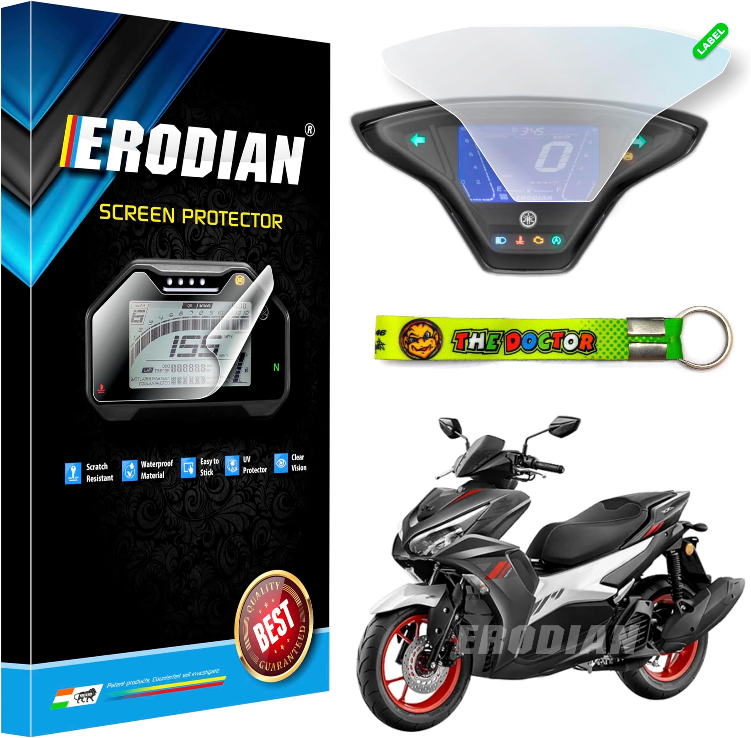 Meter Display Screen Protector, Meter Guard For Aerox 155 BS6 Bikes |aerox 155 accessories |aerox 155 screen protector | HD Clear Vision (1-Free Random 6 inch bike keychain)