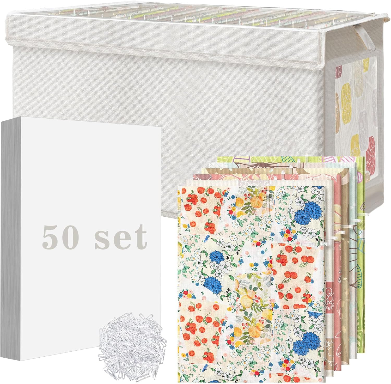 Sadnyy 251 Pcs 8.3 x 11 Inch Fabric Organizer Comic Book Boards with U Shape Plastic Alligator Clips and Oxford Storage Box for Folding and Storing Cloth Straight (Flip)