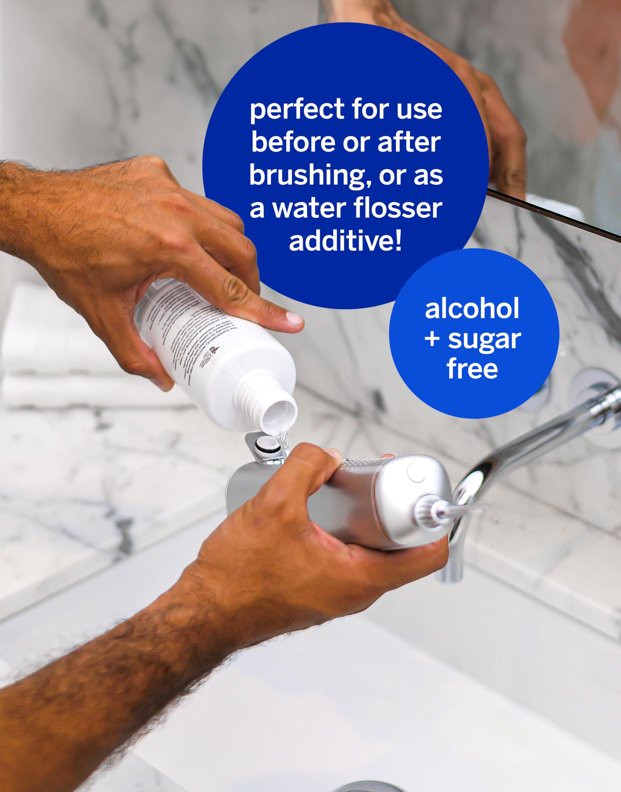 Supersmile Frosted Premium Self-Care Kit – Extra Whitening Pre-Rinse 16 Fl Oz, Professional Zina Water Flosser & Smile Book – Whitens Teeth in Hard-to-Reach Places & Supports Gum Health