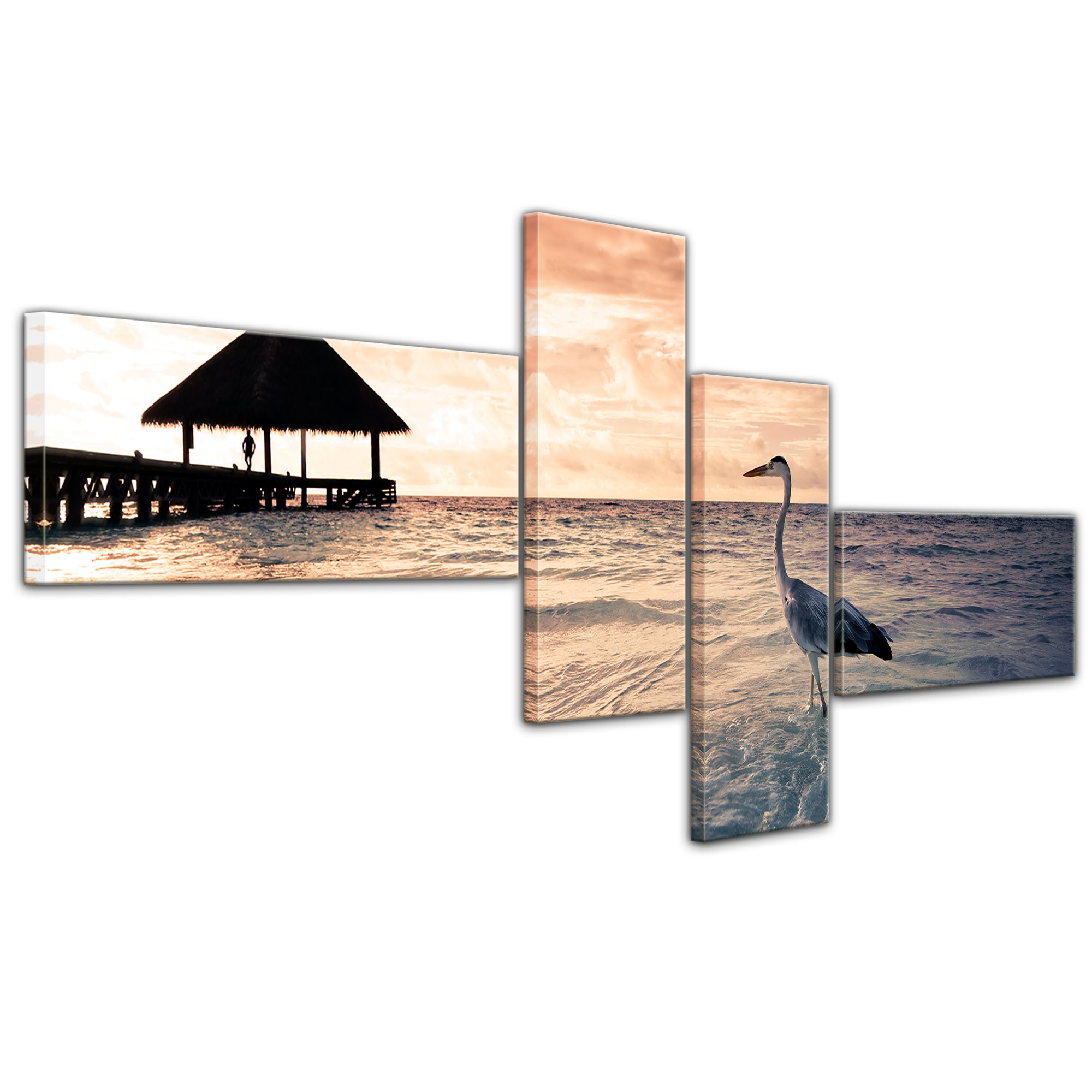 Oiseau et Plage Tropicale : Toile Décorative Bilderdepot24 Premium