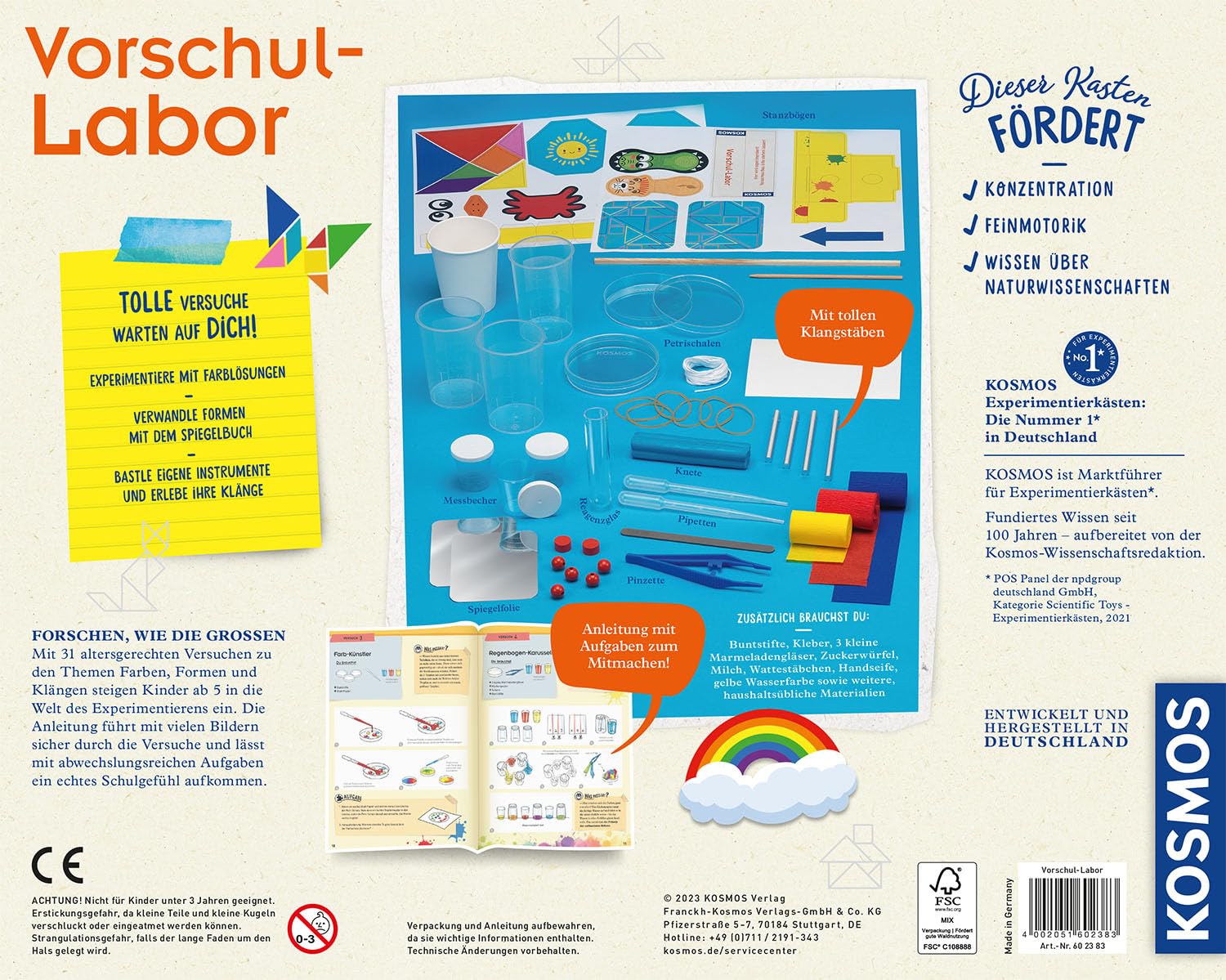 KOSMOS 602383 Vorschul-Labor - Experimente für Vorschulzeit, Experimentierkasten für Kinder ab 5 Jahren, Experimentierkasten für Vorschulkinder