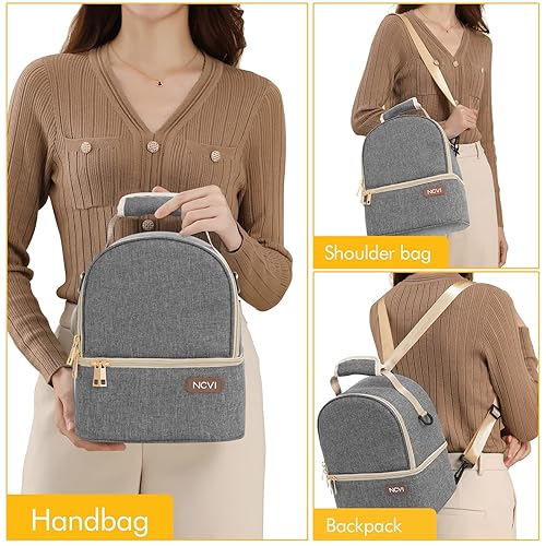 Miniatura 24 de NCVI Bolsa enfriadora de leche materna con 2 paquetes de hielo, bolsa para extractor de leche con enfriador para 6 botellas, bolsa enfriadora de Gris
