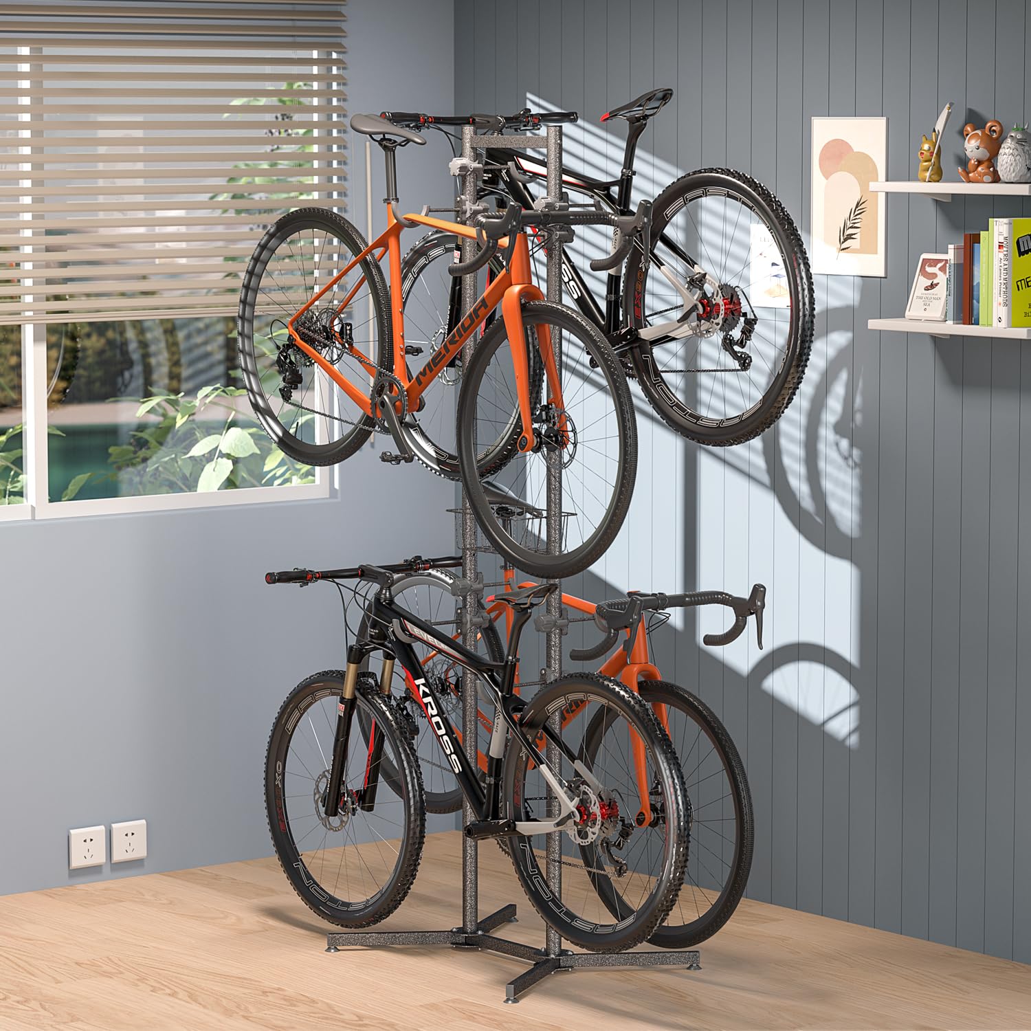 CXWXC Fahrradständer Boden Für 4 Fahrräder Belastbar bis 70kg/160 Pound Fahrrad Ständer Halter Indoor Garage Lagerung im Freien…