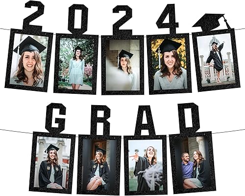 KatchOn, Cartel de fotos de graduación negro 2024  grande, 10 pies, cartel de graduación 2024  Cartel de graduación 2024 personalizado  Cartel de