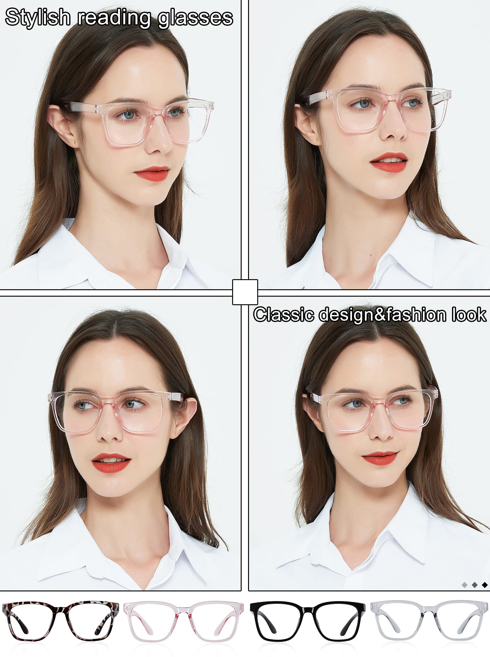 1327 Claudia 1.5 Black Pink Gadient Oversize Reading Glasses Square Concave NWT Pink/Rose Gold Oversized TR90 Square Reading Glasses - Kelly main image 2