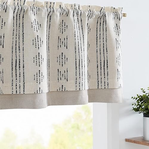 jinchan Cenefa bohemia con cenefa de cocina opaca para ventanas, cenefa geométrica a rayas para sala de estar, cenefa de doble capa de 18 pulgadas, disponible en Yaxa Colombia