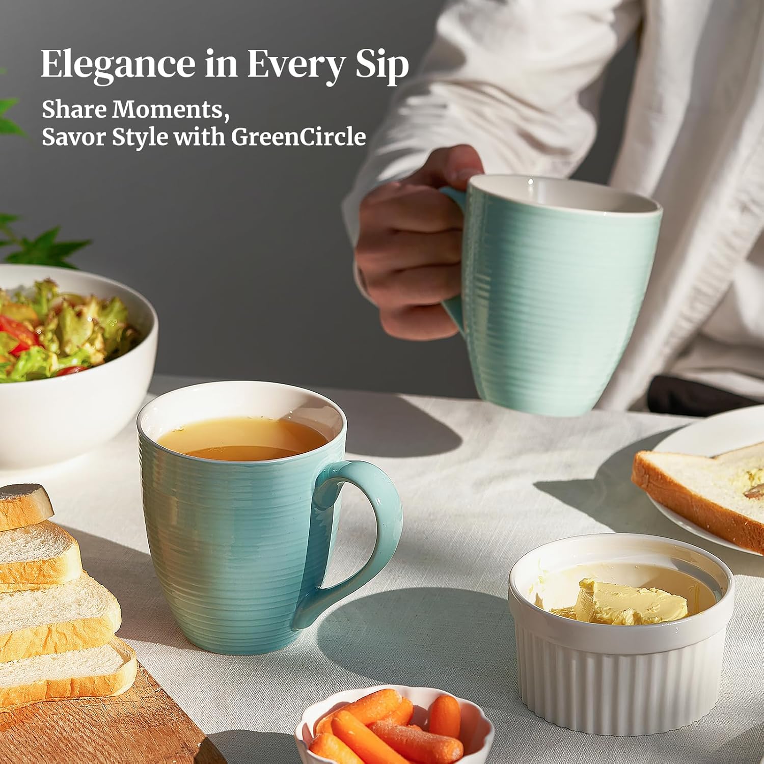 DOWAN Ceramic Coffee Mugs, 17 oz Coffee Cups for Women Men, Coffee Mug Set of 6 for Latte, Hot Tea, Cappuccino, Mocha, Cocoa, Turquoise - Image 7