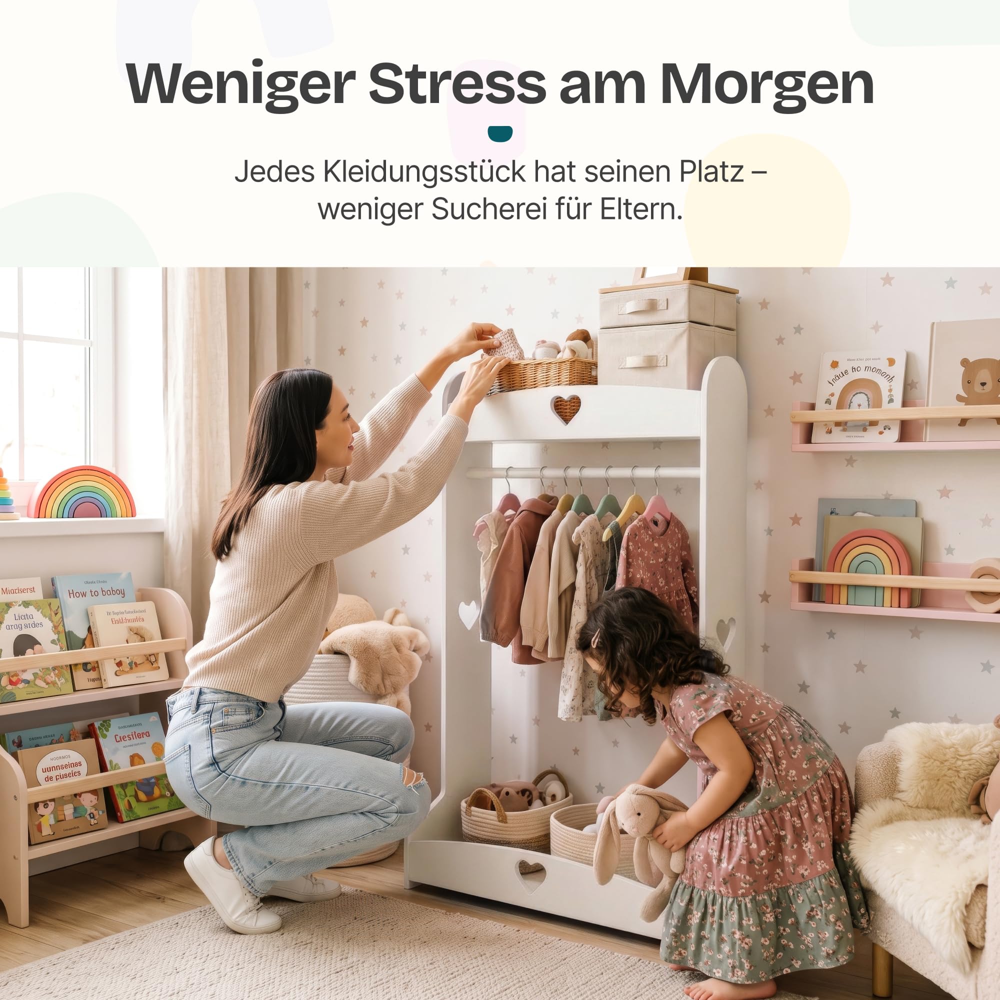 [en.casa] Kindergarderobe stehend Haandsvanssad 126x73x43 cm Weiß