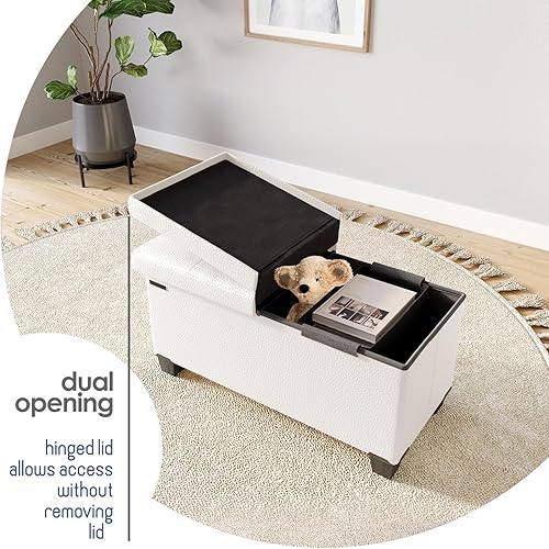 Miniatura 278 de Otomana plegable para dormitorio o sala de estar, con contenedores de almacenamiento, reposapiés para el extremo de la cama, soporta hasta 660 lb,