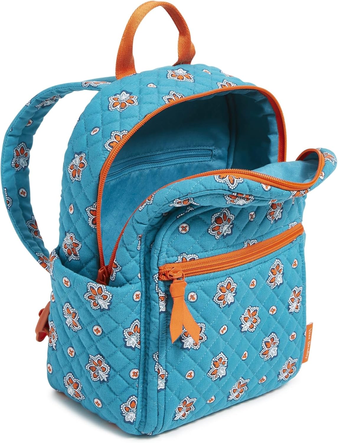 Premium Cotton Small Backpack, Aqua and Orange Bandana Paisley, One Size - Image 3