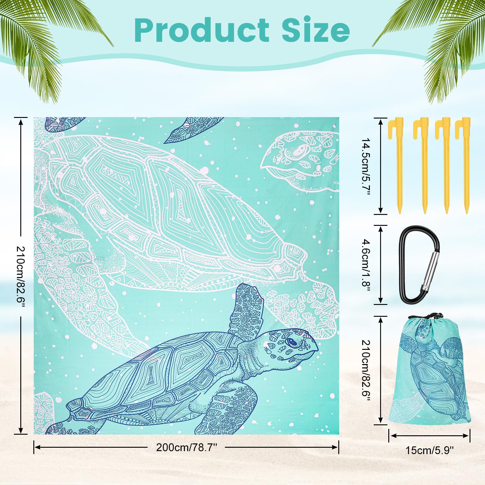 Zocipro Coperta da Picnic Impermeabile 210x200 cm Anti-Sabbia Pieghevole con Picchetti per 4-6 Persone