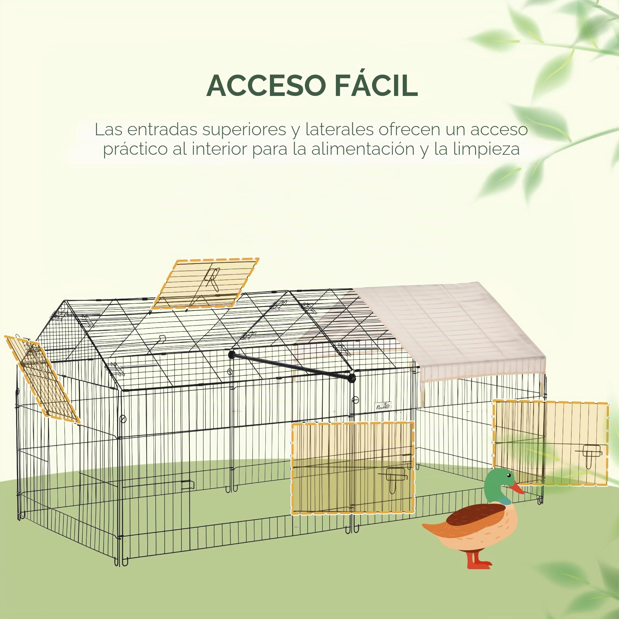 PawHut Valla para Animales pequeños Jaula para Mascotas Marco de Metal galvanizado 4 estacas de Tierra Incluidas 220 x 103 x 103 cm Negro y Beige | Jaula para animales domésticos, Recinto exterior de conejo, marco de metal galvanizado, 4 estacas de suelo
