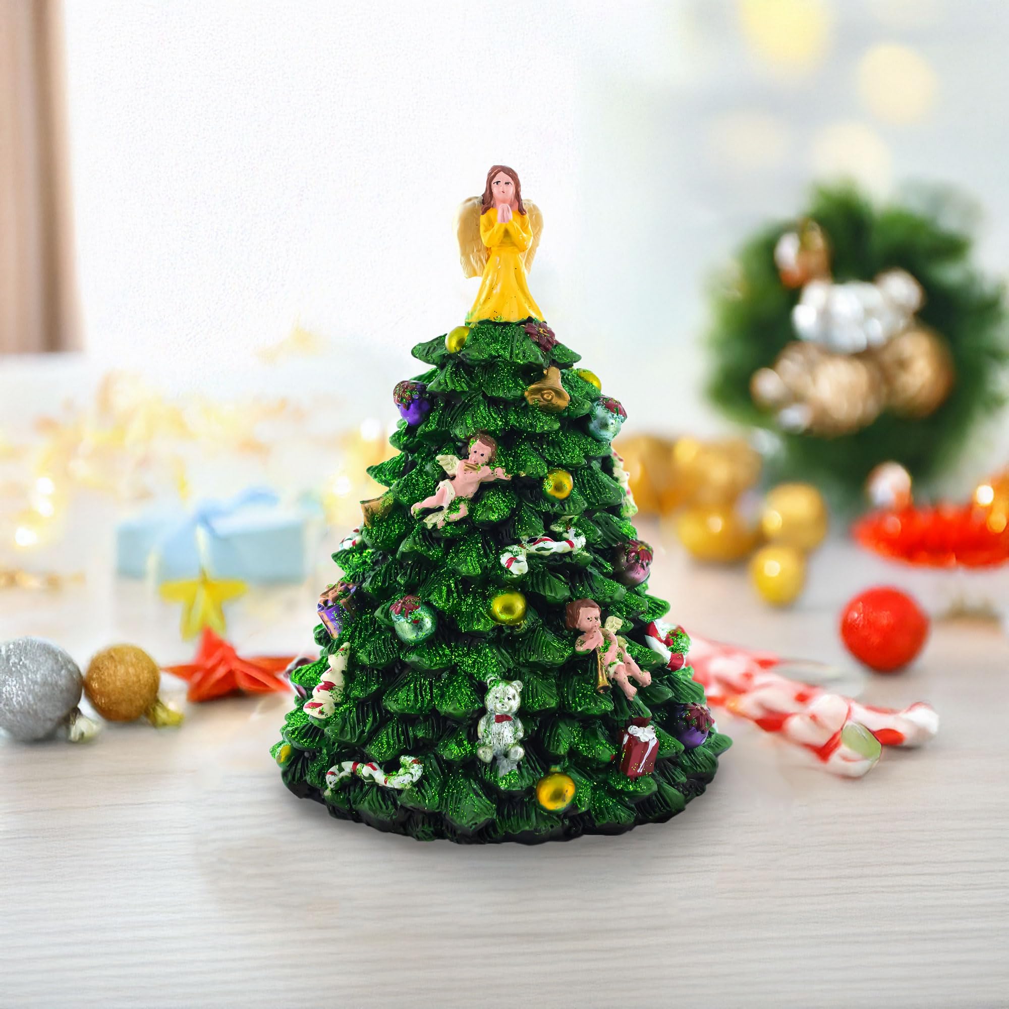 Amazon.co.jp: 6.45」ガーディアンエンジェル回転卓上クリスマスツリー