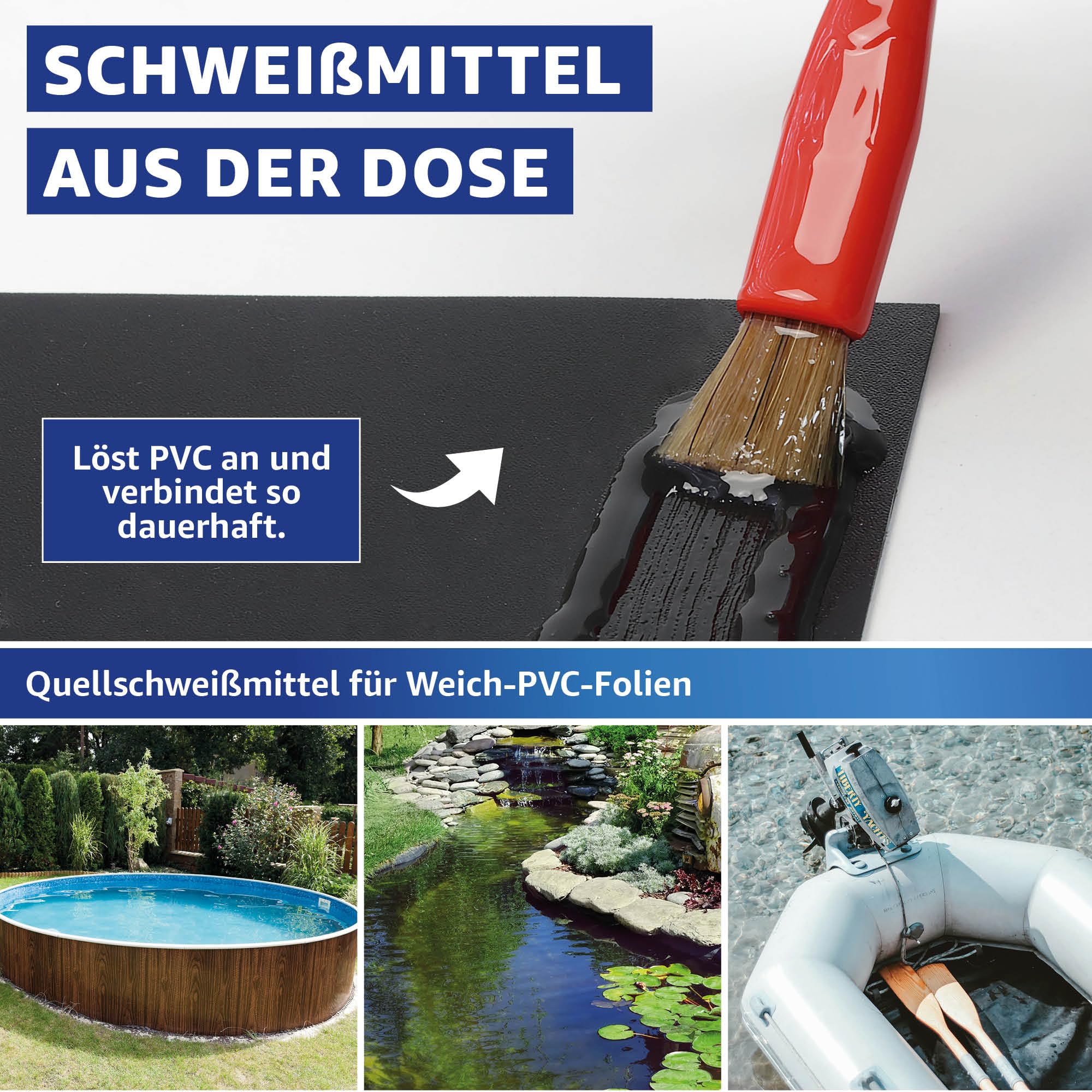 SL247 Pool Reparatur Set 4-tlg - PVC Kleber & Folien, Auch Unter Wasser