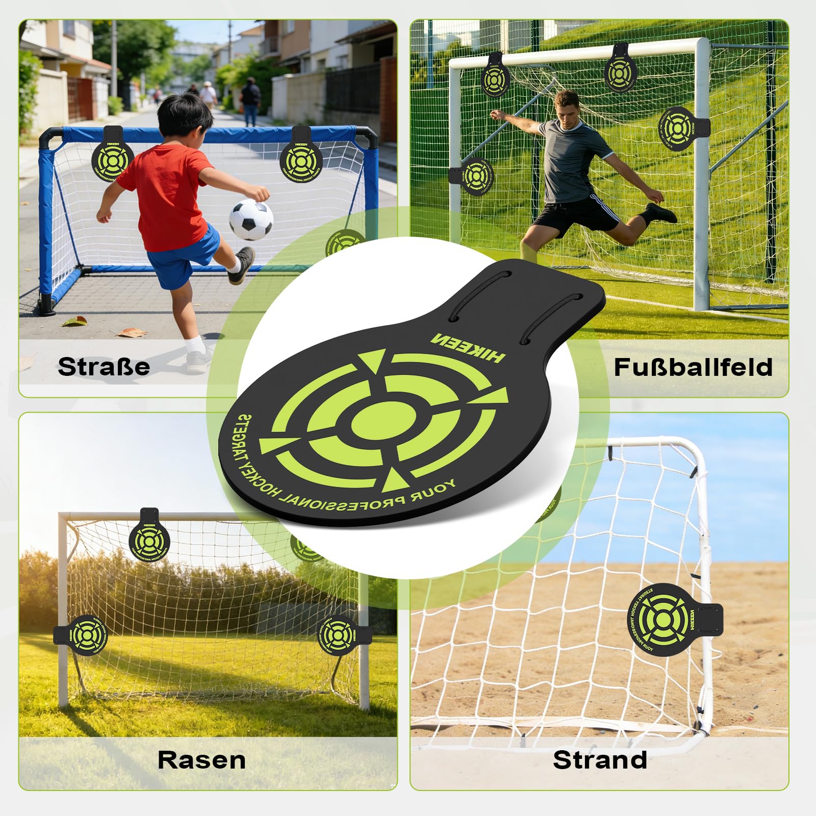 Hikeen Pacco da 4 Cesti da Tiro per Calcio, Bersaglio di Precisione Rimovibile da Appendere a Porta da Calcio, Rete o Porta Portatile, Bersaglio in PVC 5mm per Esercizi di Tiro