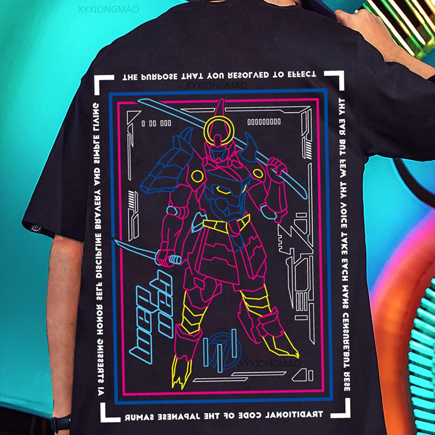 XYXIONGMAO Men's Japanese Mecha Robot Pattern Printed Streetwear Hip Hop Unisex Graphic Tees Shirts Casual T-Shirt - Image 5