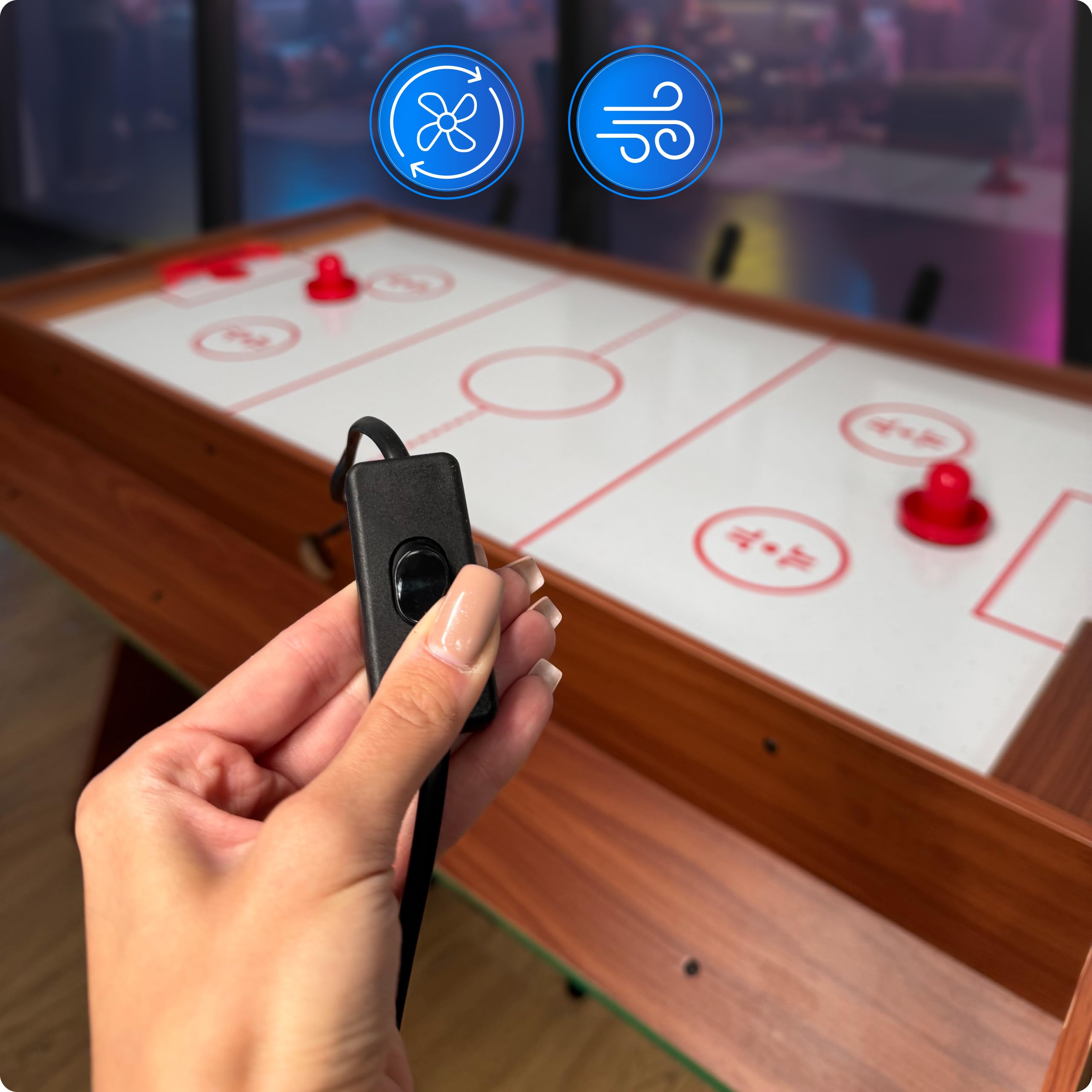 THUNDER SMART 3-in-1 Multifunktionaler Spieltisch 126 cm – Tischfußball, Billard und Airhockey, Stabiler drehbarer Spieletisch mit Zubehör für Kinder und Erwachsene