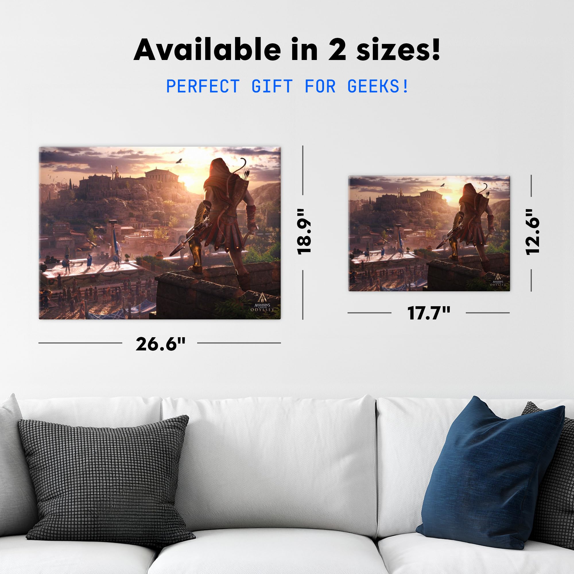 Displate Metal Poster Assassin's Creed Odyssey Sunset Logo Wandbild L | Magnetische Befestigung Wandposter. Wanddeko, Metall Wandkunst, Wanddekoration im Wohnzimmer in Schlafzimmern & Büros.