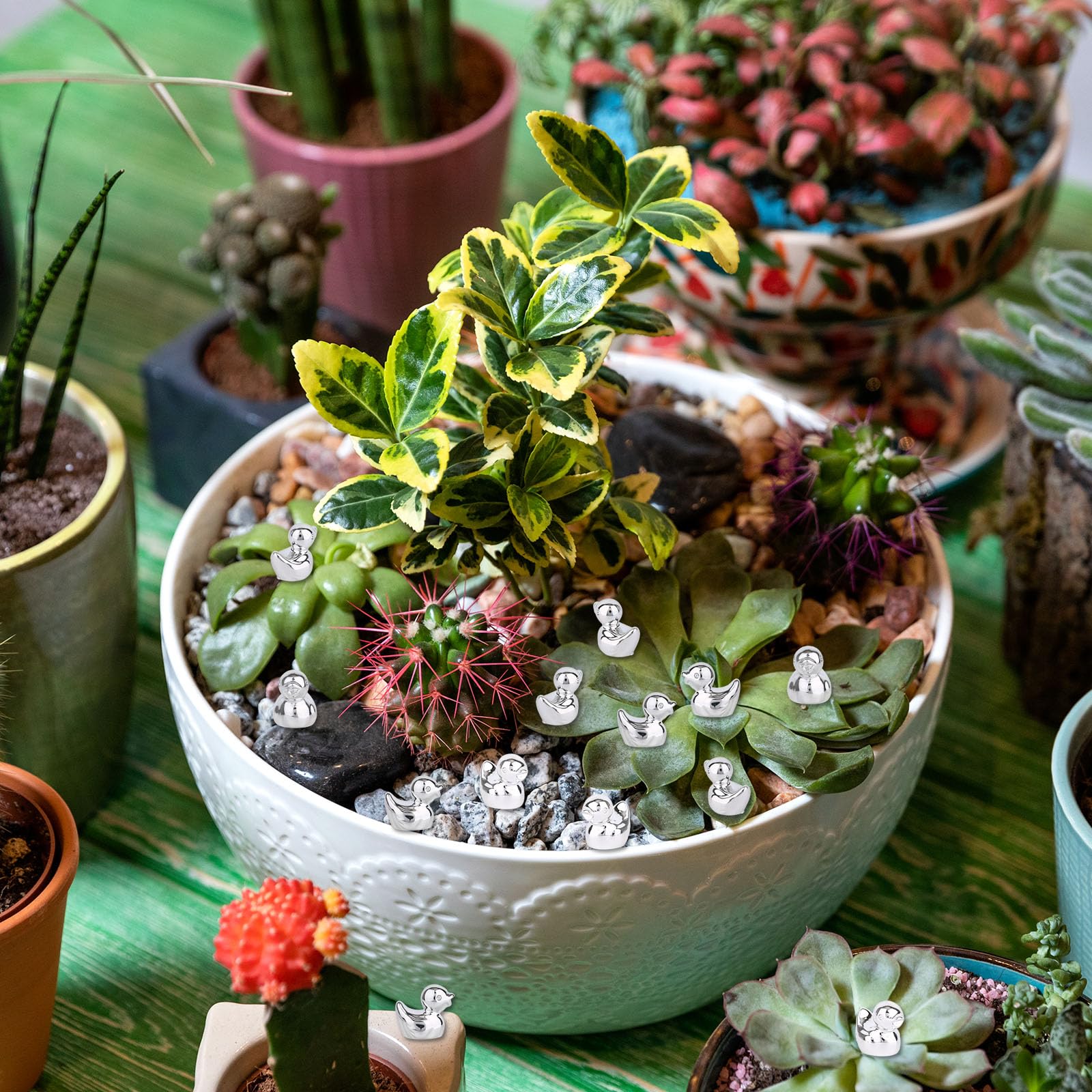 Miangastore Mini Figurines De Canard 8 Pcs Figurine De Gâteau De Canard Sculpture Réaliste En Résine Modèle Micro Canards Féeriques Pour Décoration De Bureau De Jardin Féerique