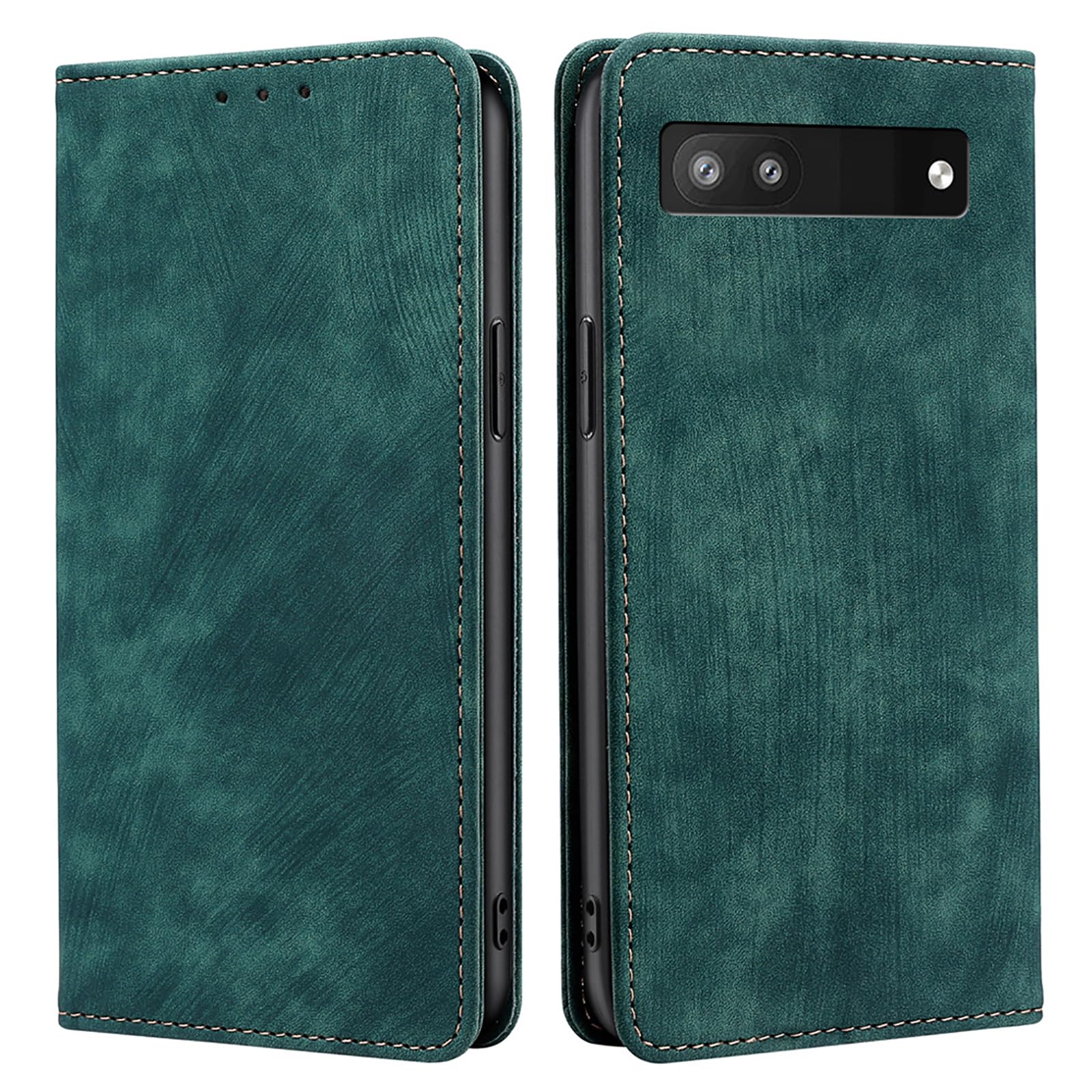 Étui portefeuille pour Google Pixel 9 Pro en cuir vert antichoc avec blocage RFID