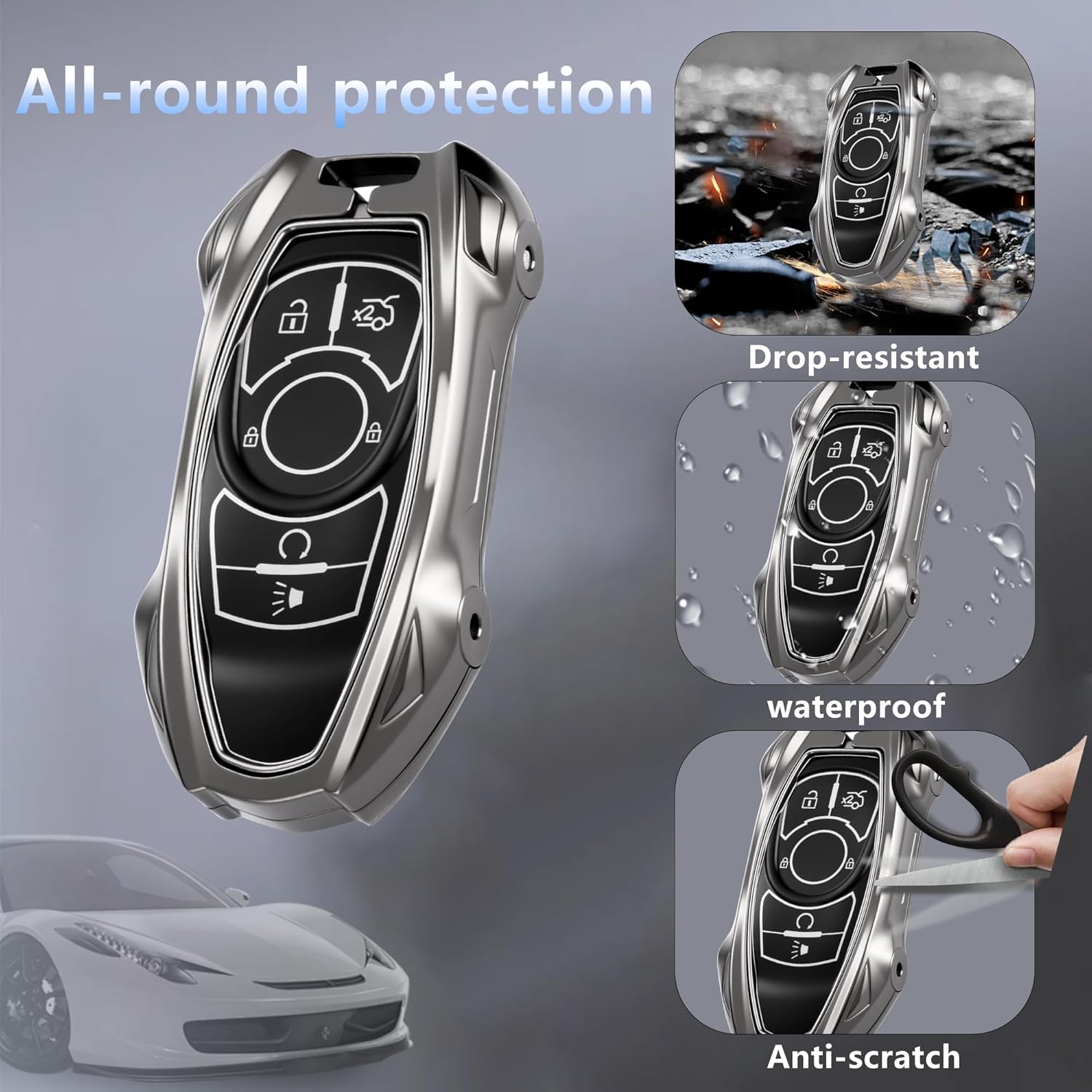 Heavy Zinc Alloy Metal Key Fob Cover Compatible with Buick Enclave Encore Envision GL8 Lacrosse Regal Verano