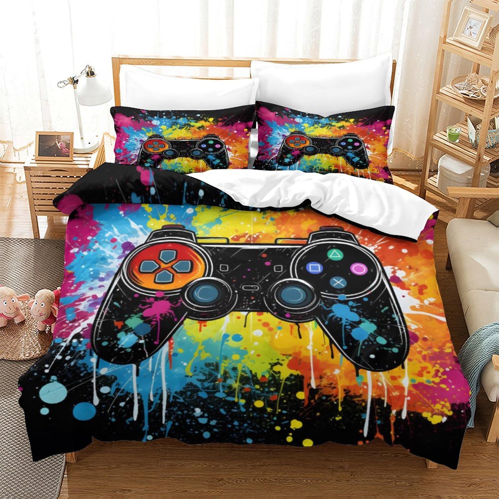 Housse de couette 260x220cm à motif coloré pour un lit king size moderne