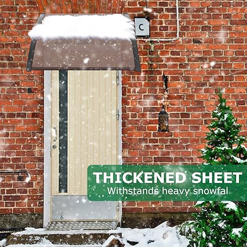 Miniatura 7 de 2 toldos para ventana de puerta de 40 x 40 pulgadas, cubierta de policarbonato para puerta de entrada, toldo de patio al aire libre, toldo voladizo