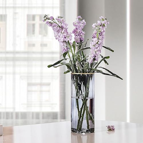 Miniatura 6 de Florero alto de cristal de 9.8 pulgadas para centros de mesa, jarrones redondos de vidrio vintage para flores