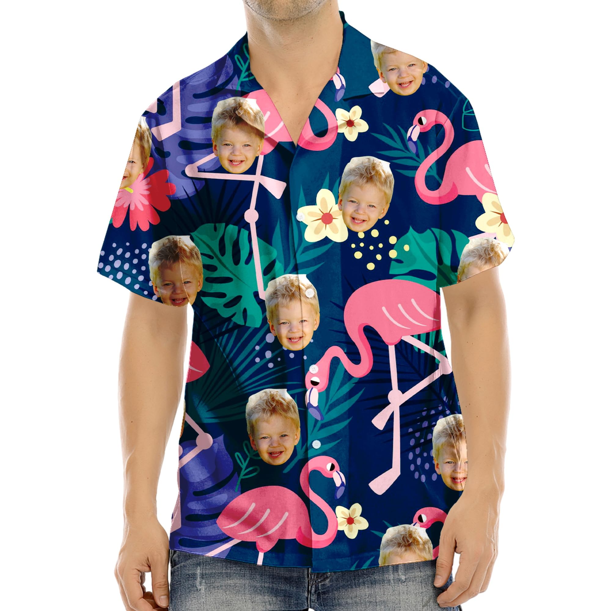 Esseur Cara Personalizada Camisas Hawaianas para los Hombres, la Cara Personalizada Camisa de impresión, Regalo para la Fiesta de Verano de Playa