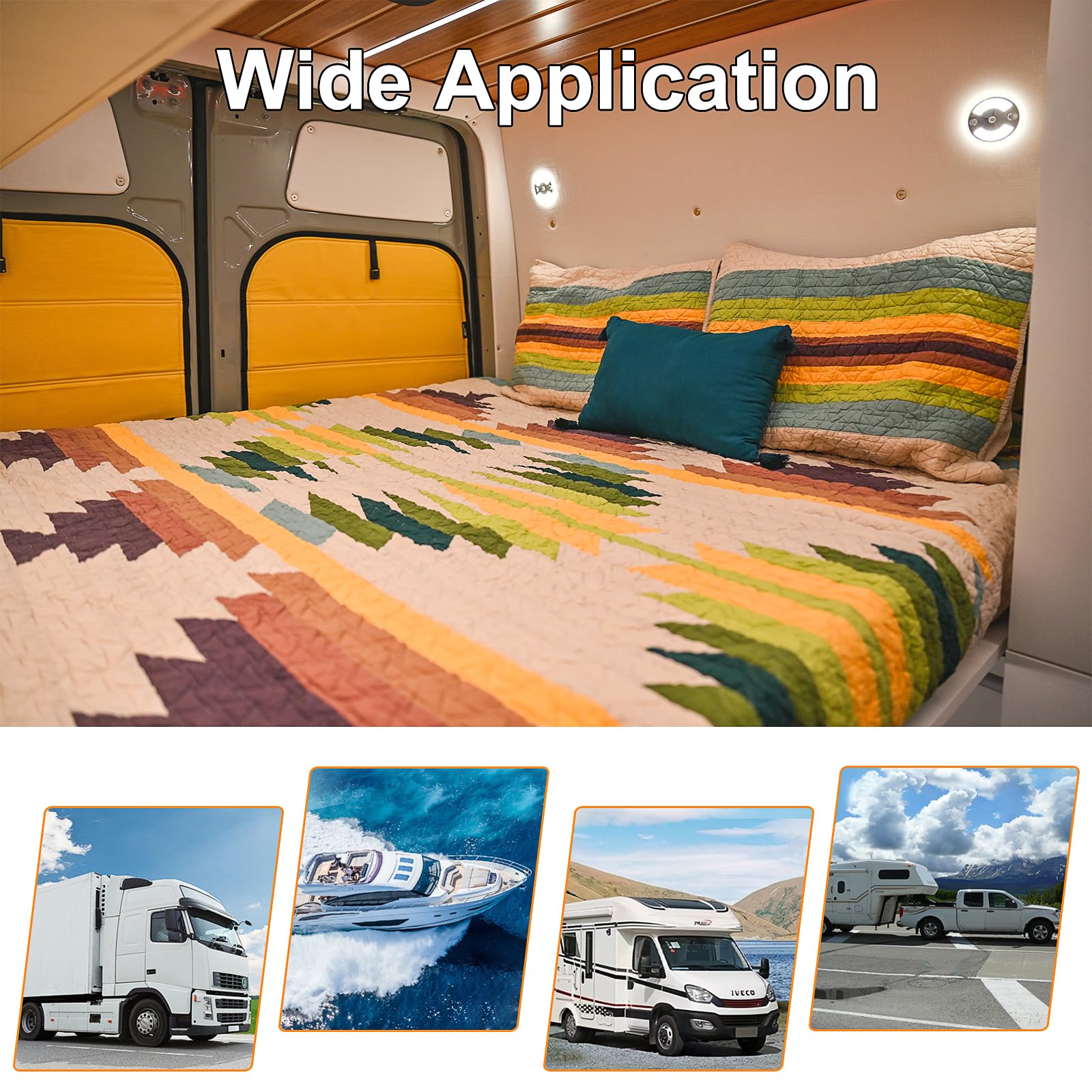 4 x Lampada da Soffitto Camper Auto LED 12V Dimmerabile Plafoniera 75mm 235LM 3000K con Luce Blu, Montaggio Superficiale per Caravan Barca Yacht illuminazione Interna