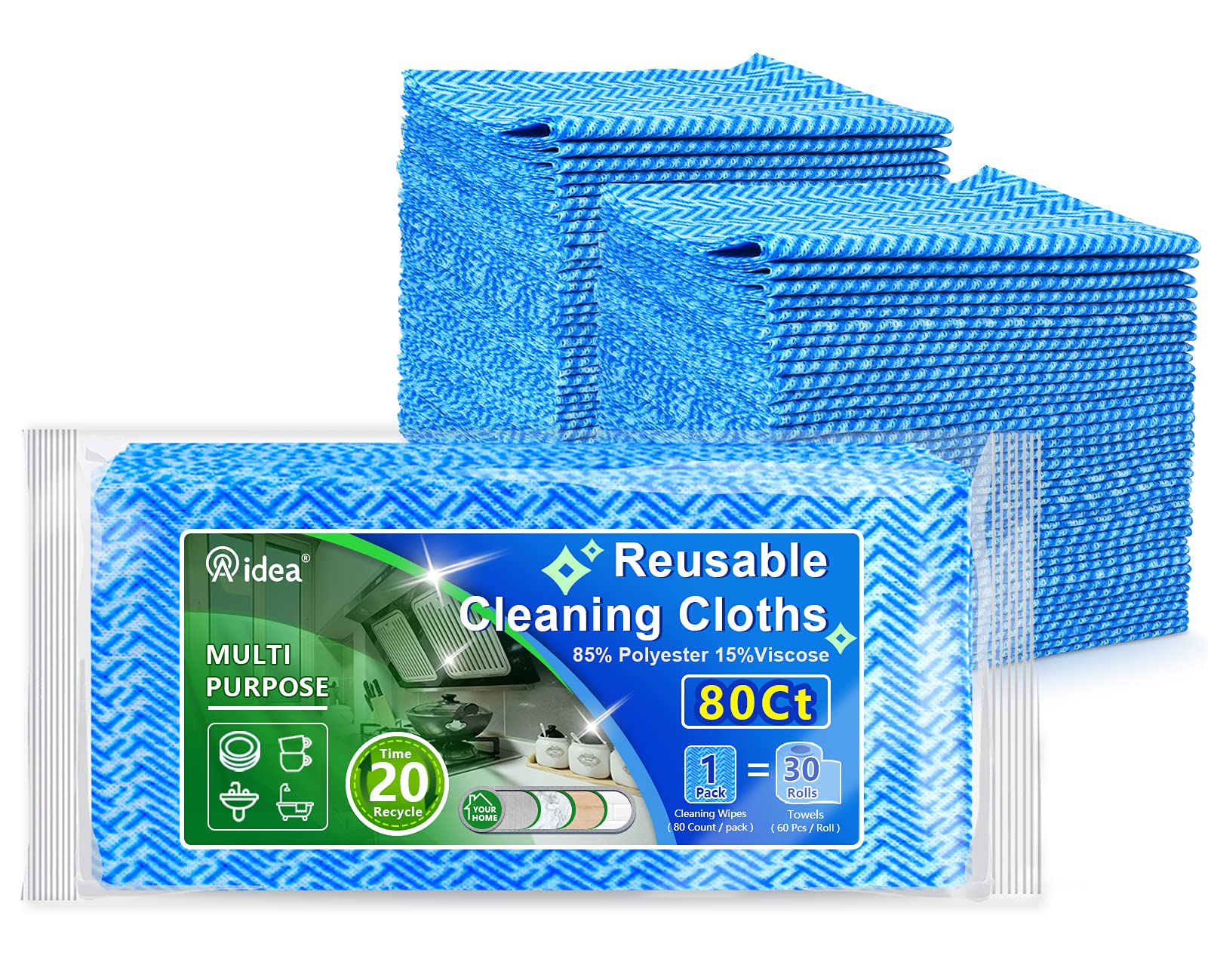 Buy AIDEA Cleaning Wipes80Ct(1 Pack), MultiPurpose Towel Reusable