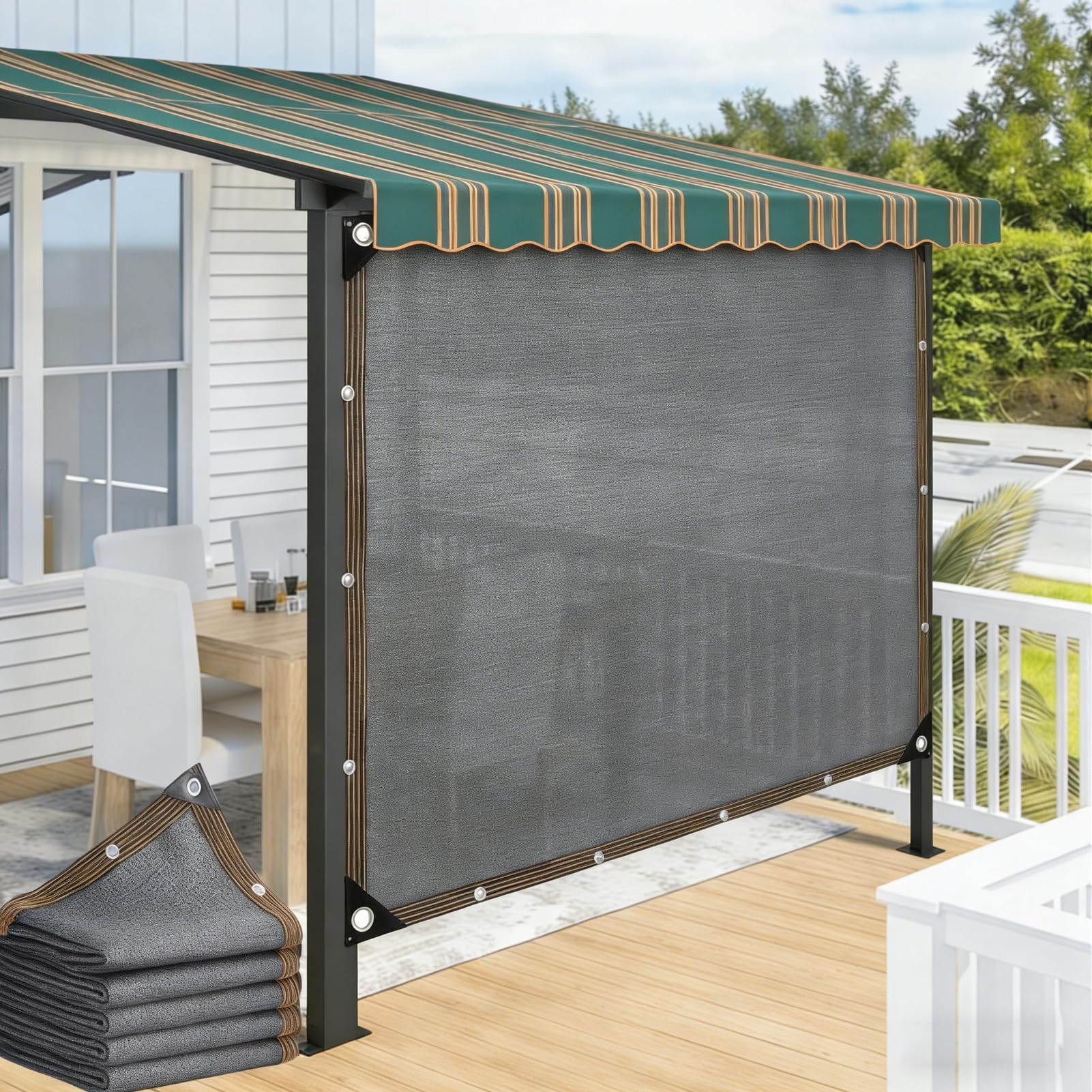 CAQXAQP Gray Shade Netting 5mx9m Rectangular, 90% UV Block Sun Shade Cloth with Grommets, HDPE Breathable Outdoor Canopy for Garden, Patio, Pool, Playground, Carport