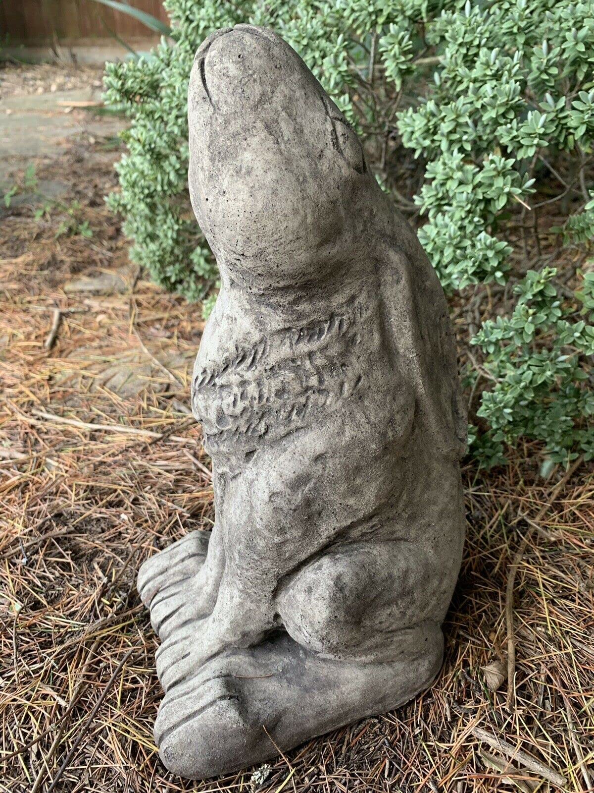 J And L Stone Ornaments Grey Medium Rustic Moon Gazing Hare Stone Sculpture