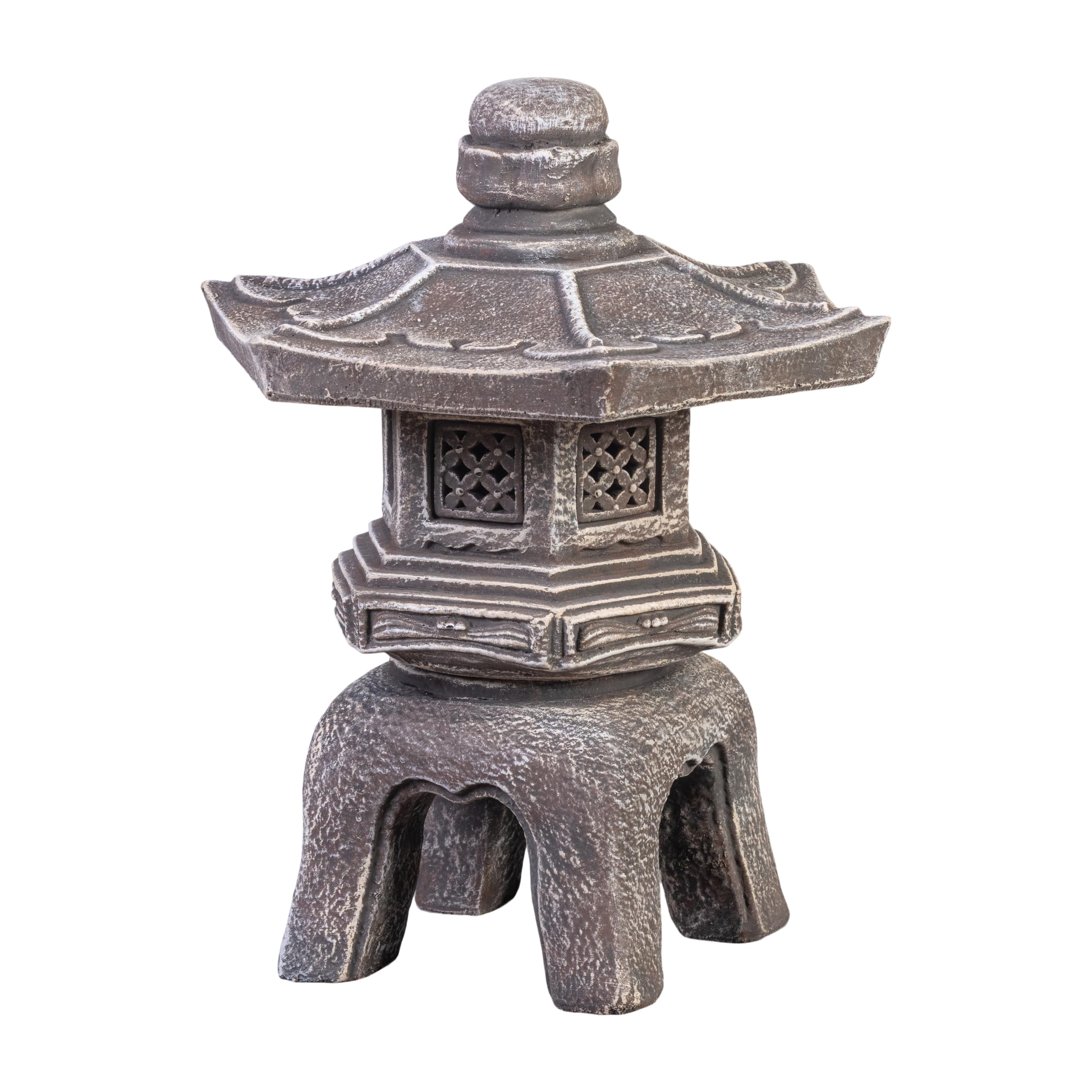 gartendekoparadies.de Oki-Gata-Yukimi Japanese stone lantern, H. 38 cm, 11 kg, multi-colored, frost-proof made of cast stone for outdoor use