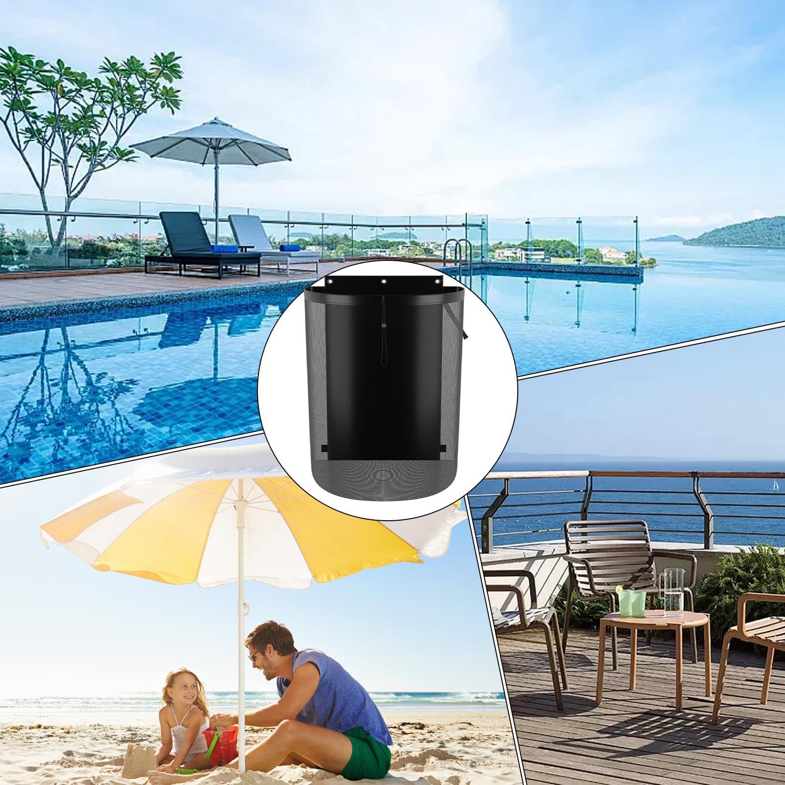 Sac de rangement pour piscine en maille, sac de rangement pour de piscine | Organiseur en maille Poolside | Lot de 2 sacs d'organisation de piscine pour flotteurs, radeaux, pâtes et bouée avec
