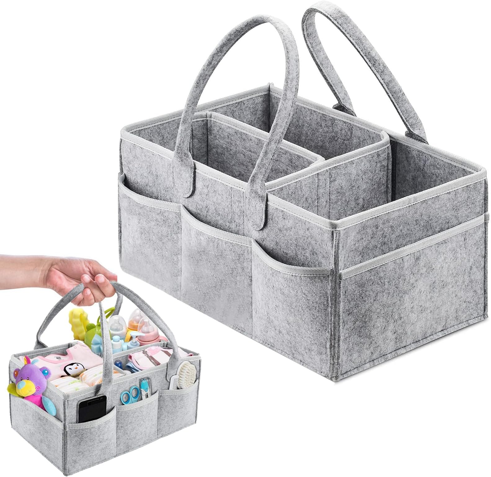 Koop Pearliky Felt Diaper Storage Bag Kid Diaper Portable Nursery Storage Bin Car Travel Bag - View #10