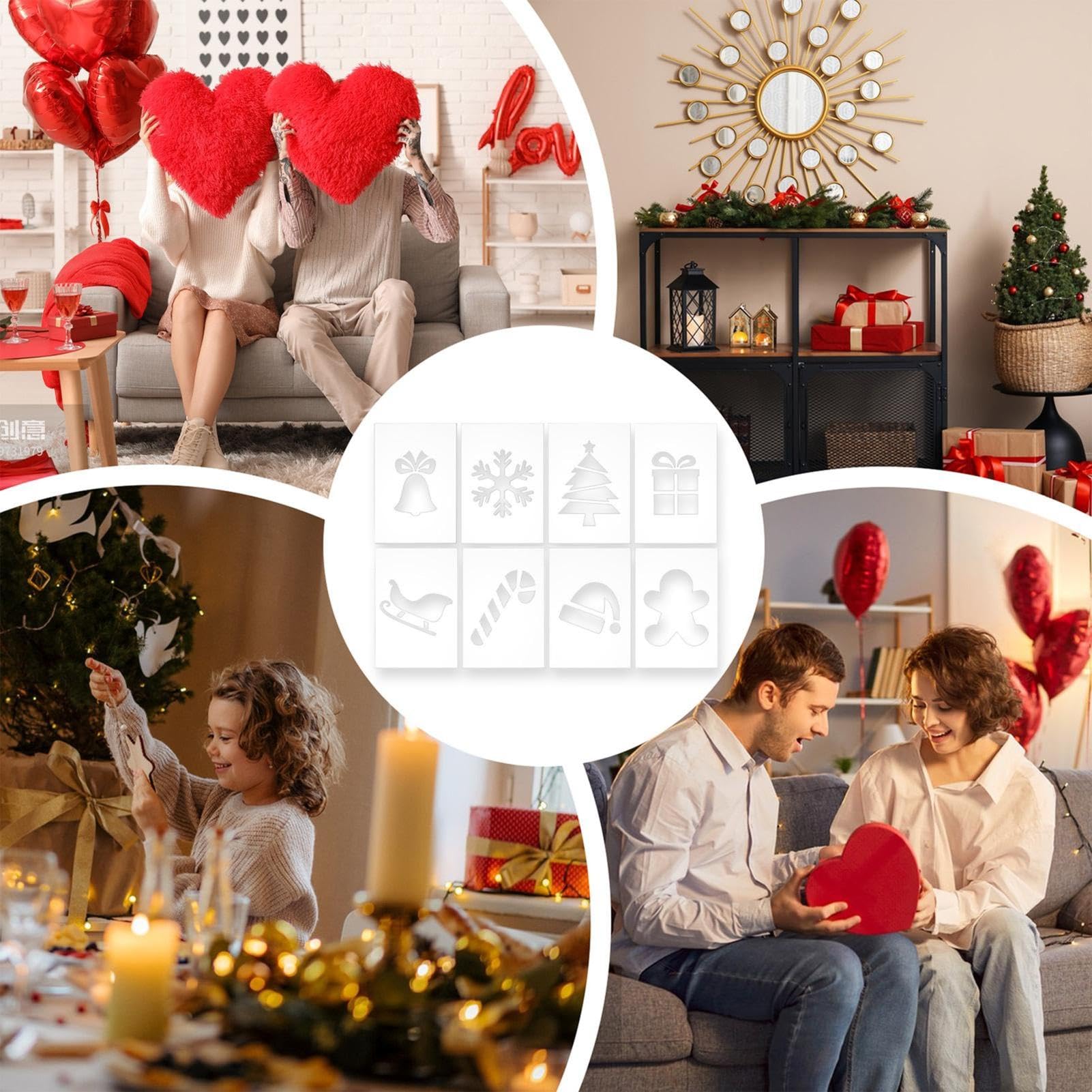 Generisch Stencil da cucito in acrilico a forma di di neve, 8 pezzi