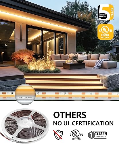 Miniatura 5 de EMITEVER COB - Tira de luces LED impermeable IP67, 2700 K, blanco cálido, para exteriores, 24 V, cinta LED de silicona regulable, iluminación de