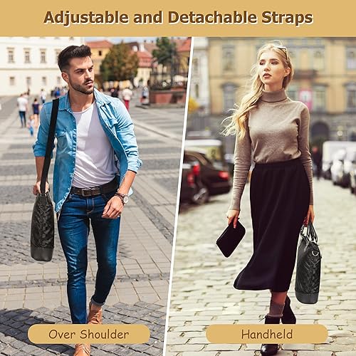 Miniatura 3 de Tirrinia - Bolsa térmica para regalo de vino  Bolsa de viaje acolchada con 2 botellas de vinochampán con asa y correa de hombro ajustable, gran