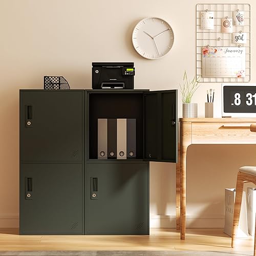 Miniatura 4 de Armario de almacenamiento apilable vertical de 3 puertas con cerradura, dispositivo antifalla, lcoker de metal, organizador para oficina, hogar,